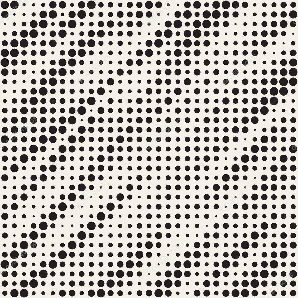 Modern Stylish Halftone Texture. Endless Abstract Background With Random Circles. Vector Seamless Mosaic Pattern.