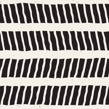 El ile Dikişsiz desen fırça darbeleriyle çizilmiş. Mürekkep doodle illüstrasyon. Geometrik tek renkli vektör desen.