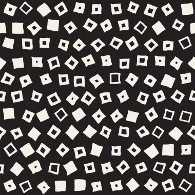 El çekilmiş siyah beyaz mürekkep soyut seamless modeli. Vektör şık grunge doku. Tek renkli şekiller boya fırça satırları dağınık