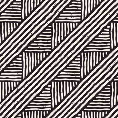 Elle çizilmiş stil etnik seamless modeli. Soyut geometrik döşeme arka plan siyah ve beyaz.