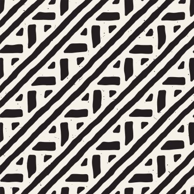 Elle çizilmiş stil etnik seamless modeli. Soyut geometrik döşeme arka plan siyah ve beyaz.