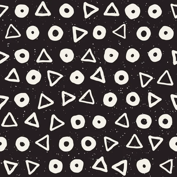 El çekilmiş siyah beyaz mürekkep soyut seamless modeli. Vektör şık grunge doku. Tek renkli şekiller boya fırça satırları dağınık