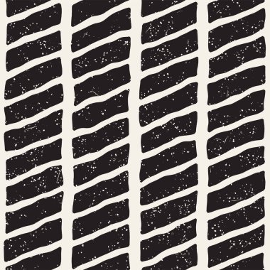 El ile Dikişsiz desen fırça darbeleriyle çizilmiş. Mürekkep doodle illüstrasyon. Geometrik tek renkli vektör desen.