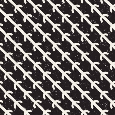 El ile Seamless Modeli hatları çizilmiş. Arka plan serbest fırça darbeleriyle. Siyah ve beyaz doku. Kağıt ambalaj için süsleme.