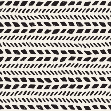 El ile Dikişsiz desen fırça darbeleriyle çizilmiş. Mürekkep doodle illüstrasyon. Geometrik tek renkli vektör desen.