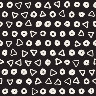 El çekilmiş siyah beyaz mürekkep soyut seamless modeli. Vektör şık grunge doku. Tek renkli şekiller boya fırça satırları dağınık