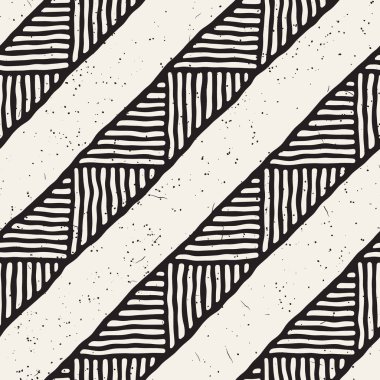 Elle çizilmiş stil etnik seamless modeli. Soyut geometrik döşeme arka plan siyah ve beyaz.