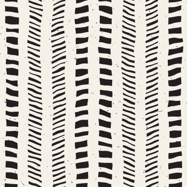 El ile Dikişsiz desen fırça darbeleriyle çizilmiş. Doodle grunge illüstrasyon mürekkep. Geometrik tek renkli vektör desen.