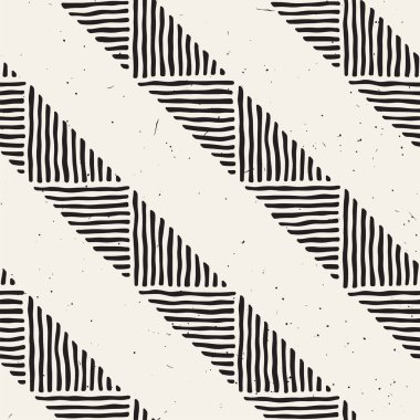 Elle çizilmiş stil etnik seamless modeli. Arka plan siyah ve beyaz fayans soyut geometrik çizgiler.