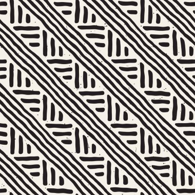 Elle çizilmiş stil etnik seamless modeli. Arka plan siyah ve beyaz fayans soyut geometrik çizgiler.