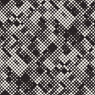 Modern şık noktalı resim doku. Rastgele boyut daireler ile sonsuz arka plan. Vektör Dikişsiz mozaik desen.