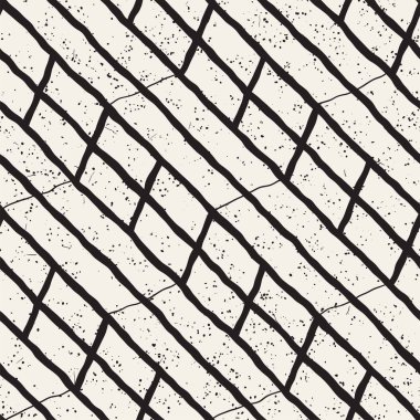 El ile Dikişsiz desen fırça darbeleriyle çizilmiş. Doodle grunge illüstrasyon mürekkep. Geometrik tek renkli vektör desen.
