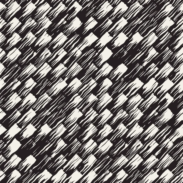 Vektor Nahtlose Muster Mit Pinselstreifen Und Strichen Schwarz Weißer Hintergrund — Stockvektor