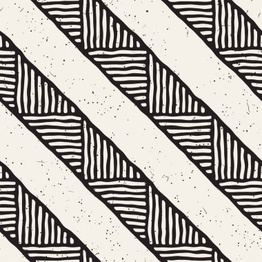 Elle çizilmiş stil etnik seamless modeli. Arka plan siyah ve beyaz fayans soyut geometrik çizgiler.