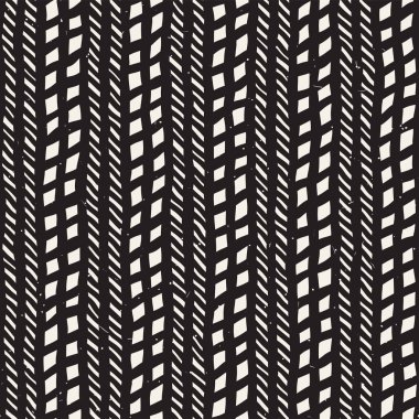 El ile Dikişsiz desen fırça darbeleriyle çizilmiş. Doodle grunge illüstrasyon mürekkep. Geometrik tek renkli vektör desen.