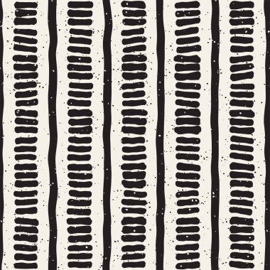 El ile Seamless Modeli hatları çizilmiş. Arka plan serbest fırça darbeleriyle. Siyah ve beyaz doku. Kağıt ambalaj için süsleme.