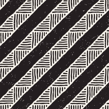Elle çizilmiş stil etnik seamless modeli. Arka plan siyah ve beyaz fayans soyut geometrik çizgiler.