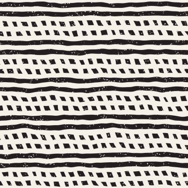 El ile Dikişsiz desen fırça darbeleriyle çizilmiş. Doodle grunge illüstrasyon mürekkep. Geometrik tek renkli vektör desen.