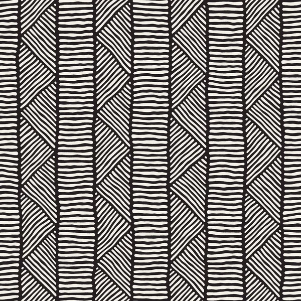 Elle çizilmiş stil etnik seamless modeli. Arka plan siyah ve beyaz fayans soyut geometrik çizgiler.