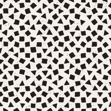 Elle çizilmiş siyah beyaz mürekkep soyut, pürüzsüz desen. Vektör stili grunge dokusu. Tek renkli geometrik dağınık şekiller boya fırça çizgileri
