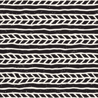 El ile Dikişsiz desen fırça darbeleriyle çizilmiş. Doodle grunge illüstrasyon mürekkep. Geometrik tek renkli vektör desen.