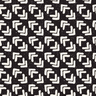 El ile Seamless Modeli hatları çizilmiş. Arka plan serbest fırça darbeleriyle. Siyah ve beyaz doku. Kağıt ambalaj için süsleme.