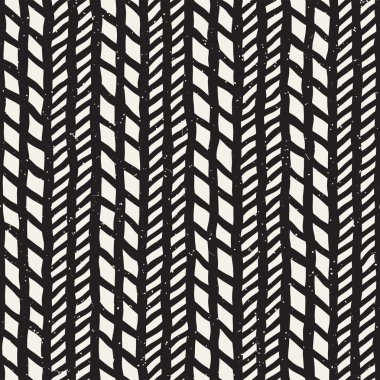 El ile Dikişsiz desen fırça darbeleriyle çizilmiş. Doodle grunge illüstrasyon mürekkep. Geometrik tek renkli vektör desen.