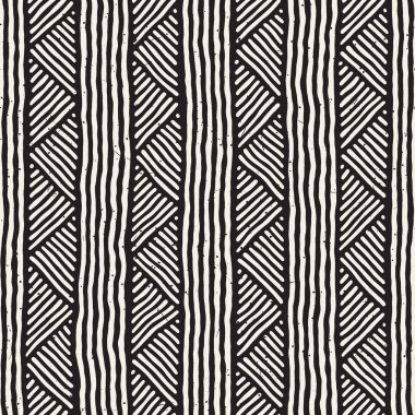 Elle çizilmiş stil etnik seamless modeli. Arka plan siyah ve beyaz fayans soyut geometrik çizgiler.