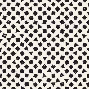 Elle çizilmiş siyah beyaz mürekkep soyut, pürüzsüz desen. Vektör stili grunge dokusu. Tek renkli geometrik dağınık şekiller boya fırça çizgileri
