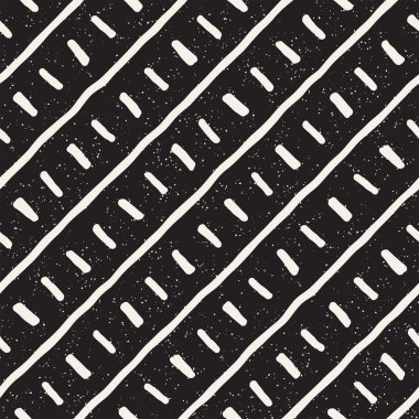 El ile Seamless Modeli hatları çizilmiş. Arka plan serbest fırça darbeleriyle. Siyah ve beyaz doku. Kağıt ambalaj için süsleme.