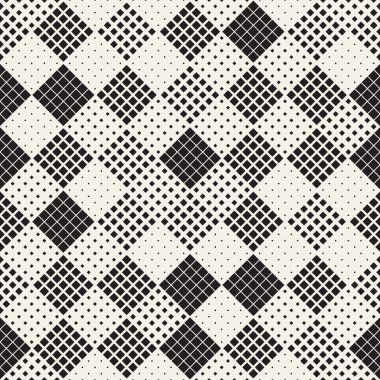 Modern şık noktalı resim doku. Rasgele boyutu kareler sonsuz arka plan. Vektör sorunsuz kaotik kareler mozaik desen.