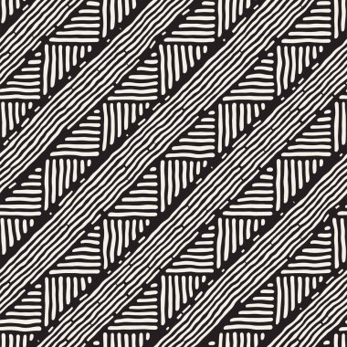 Elle çizilmiş stil etnik seamless modeli. Arka plan siyah ve beyaz fayans soyut geometrik çizgiler.