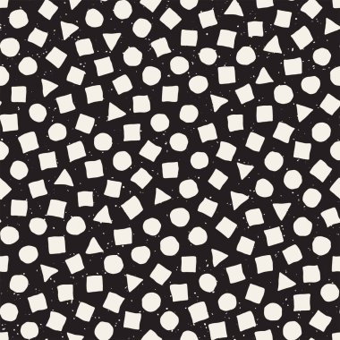 Elle çizilmiş siyah beyaz mürekkep soyut, pürüzsüz desen. Vektör stili grunge dokusu. Tek renkli geometrik dağınık şekiller boya fırça çizgileri