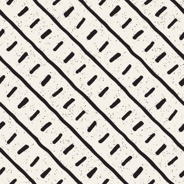 El ile Seamless Modeli hatları çizilmiş. Arka plan serbest fırça darbeleriyle. Siyah ve beyaz doku. Kağıt ambalaj için süsleme.