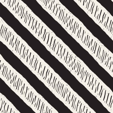 El ile Dikişsiz desen fırça darbeleriyle çizilmiş. Doodle grunge illüstrasyon mürekkep. Geometrik tek renkli vektör desen.