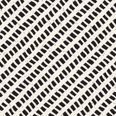 El ile Dikişsiz desen fırça darbeleriyle çizilmiş. Doodle grunge illüstrasyon mürekkep. Geometrik tek renkli vektör desen.