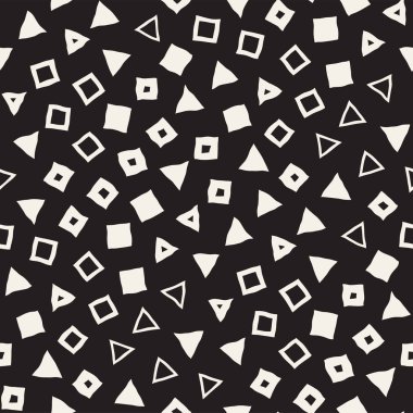 Elle çizilmiş siyah beyaz mürekkep soyut, pürüzsüz desen. Vektör stili grunge dokusu. Tek renkli geometrik dağınık şekiller boya fırça çizgileri