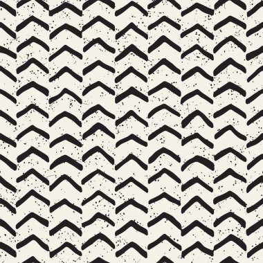 El ile Dikişsiz desen fırça darbeleriyle çizilmiş. Doodle grunge illüstrasyon mürekkep. Geometrik tek renkli vektör desen.