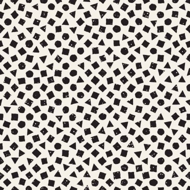 Elle çizilmiş siyah beyaz mürekkep soyut, pürüzsüz desen. Vektör stili grunge dokusu. Tek renkli geometrik dağınık şekiller boya fırça çizgileri