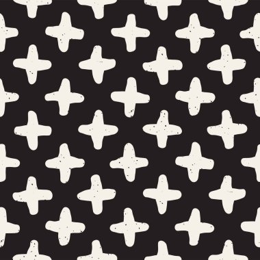 El ile Seamless Modeli hatları çizilmiş. Arka plan serbest fırça darbeleriyle. Siyah ve beyaz doku. Kağıt ambalaj için süsleme.