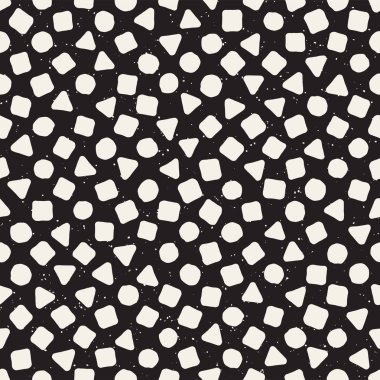 Elle çizilmiş siyah beyaz mürekkep soyut, pürüzsüz desen. Vektör stili grunge dokusu. Tek renkli geometrik dağınık şekiller boya fırça çizgileri