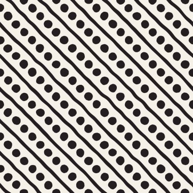 El ile Seamless Modeli hatları çizilmiş. Arka plan serbest fırça darbeleriyle. Siyah ve beyaz doku. Kağıt ambalaj için süsleme.