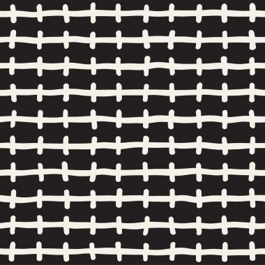 El ile Seamless Modeli hatları çizilmiş. Arka plan serbest fırça darbeleriyle. Siyah ve beyaz doku. Kağıt ambalaj için süsleme.