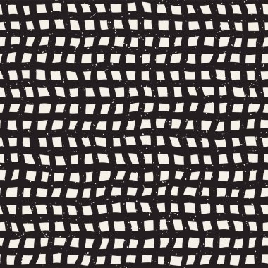 El ile Dikişsiz desen fırça darbeleriyle çizilmiş. Doodle grunge illüstrasyon mürekkep. Geometrik tek renkli vektör desen.