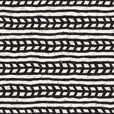 El ile Dikişsiz desen fırça darbeleriyle çizilmiş. Doodle grunge illüstrasyon mürekkep. Geometrik tek renkli vektör desen.