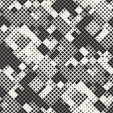 Modern şık noktalı resim doku. Rasgele boyutu kareler sonsuz arka plan. Vektör sorunsuz kaotik kareler mozaik desen