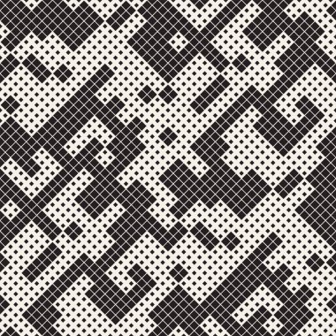 Modern şık noktalı resim doku. Rasgele boyutu kareler sonsuz arka plan. Vektör sorunsuz kaotik kareler mozaik desen