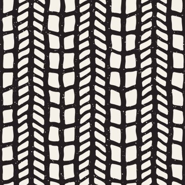 El ile Dikişsiz desen fırça darbeleriyle çizilmiş. Doodle grunge illüstrasyon mürekkep. Geometrik tek renkli vektör desen.