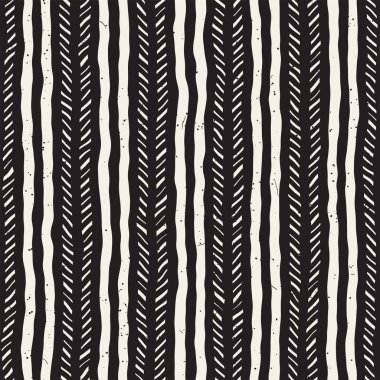 El ile Dikişsiz desen fırça darbeleriyle çizilmiş. Doodle grunge illüstrasyon mürekkep. Geometrik tek renkli vektör desen.