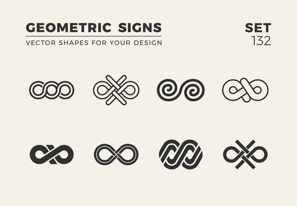 Набор из восьми минималистичных модных форм. Стильные векторные эмблемы логотипа для Вашего дизайна. Простая коллекция геометрических знаков
.